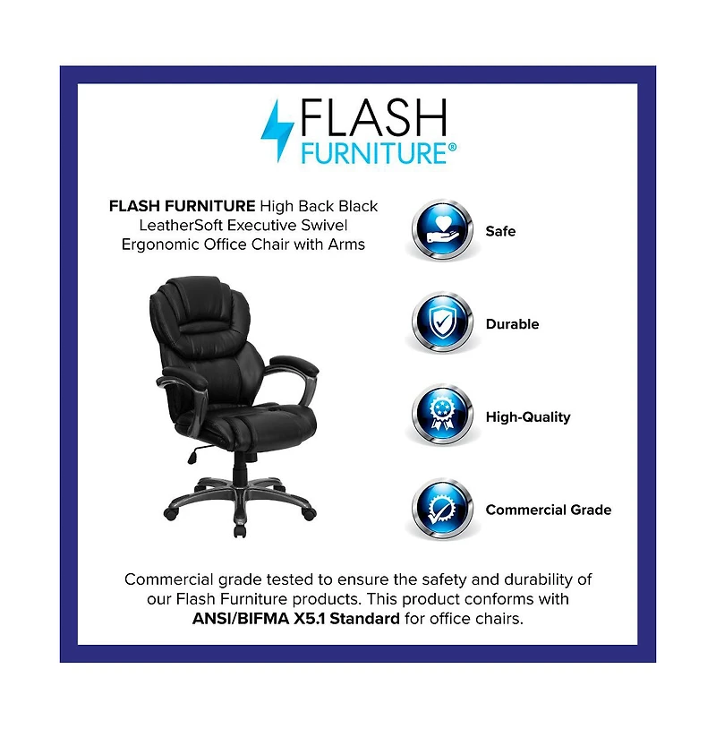 Emma+Oliver High Back Executive Swivel Ergonomic Office Chair With Accent Layered Seat/Back