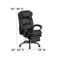 Emma+Oliver High Back Leather Executive Reclining Swivel Office Chair With Outer Lumbar Cushion And Arms