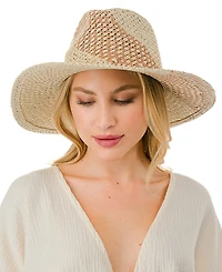 Marcus Adler Women's Straw Panama Hat with Color Detail