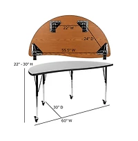 Mobile 86" Oval Wave Collaborative Laminate Activity Table Set With 16" Student Stack Chairs