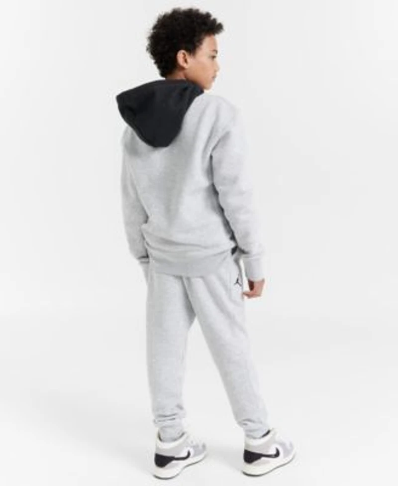 Jordan Big Boys Logo Embossed Heathered Fleece Hoodie Logo Print Heathered Fleece Joggers Created For Macys