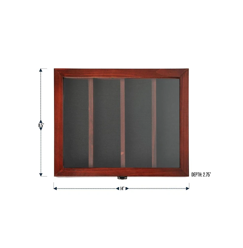 Medals Display Case - Solid Wood With Acrylic Window - Anti-Theft Lock With 2 Keys - For Mementos And Keepsakes