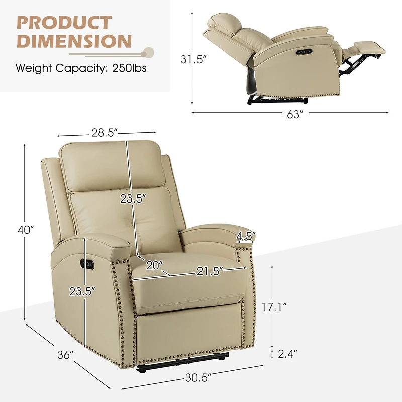 Damian Genuine Leather Power Recliner