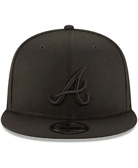 New Era Atlanta Braves Black on Black 9fifty Team Snapback Adjustable Hat - Black