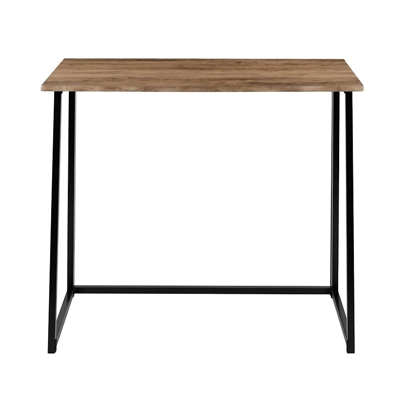 Merrick Lane Oakdale Folding Computer Desk With Wood Grain Finish Top And Folding Metal Legs