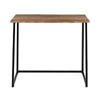 Merrick Lane Oakdale Folding Computer Desk With Wood Grain Finish Top And Folding Metal Legs