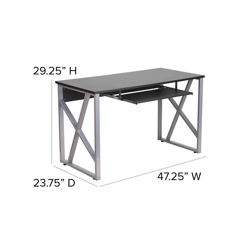 Computer Desk With Pull-Out Keyboard Tray And Cross-Brace Frame