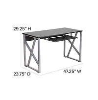 Computer Desk With Pull-Out Keyboard Tray And Cross-Brace Frame