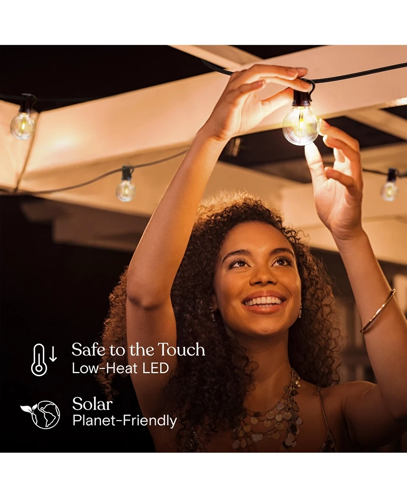 Ambience Pro Solar-Powered Led Thin Wire Globe String Lights with 15 Hooks, Soft White (27 ft.)