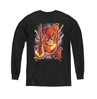 Justice League Boys of America Youth Flash 1 Long Sleeve Sweatshirts