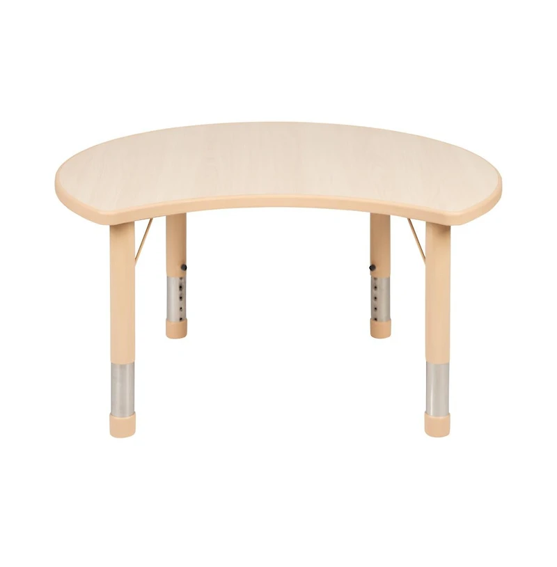 Emma+Oliver 25.125"W X 35.5"L Crescent Plastic Adjustable Activity Table-Seats 4