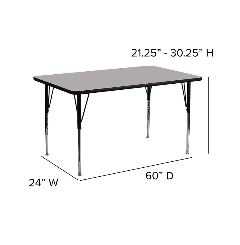 Emma+Oliver 24X60 Rectangle Hp Laminate Adjustable Activity Table
