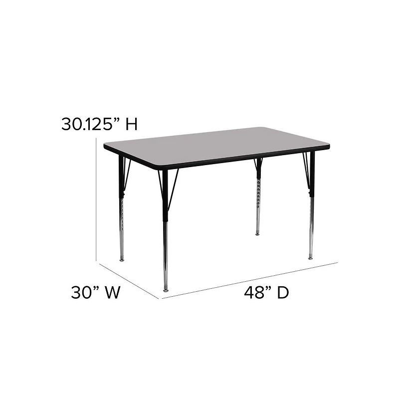Emma+Oliver 30X48 Rectangle Laminate Adjustable Activity Table