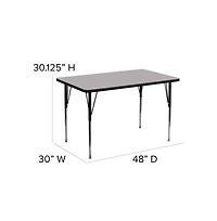 Emma+Oliver 30X48 Rectangle Laminate Adjustable Activity Table