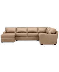 Radley 136" 5-Pc. Leather Square Corner Modular Chase Sectional, Created for Macy's