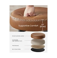 Counter Stools Set Of 2, Kitchen Stools, Breakfast Synthetic Leather With Stitching