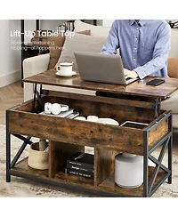 Lift-Top Industrial Coffee Table with Hidden Compartments for Small Spaces