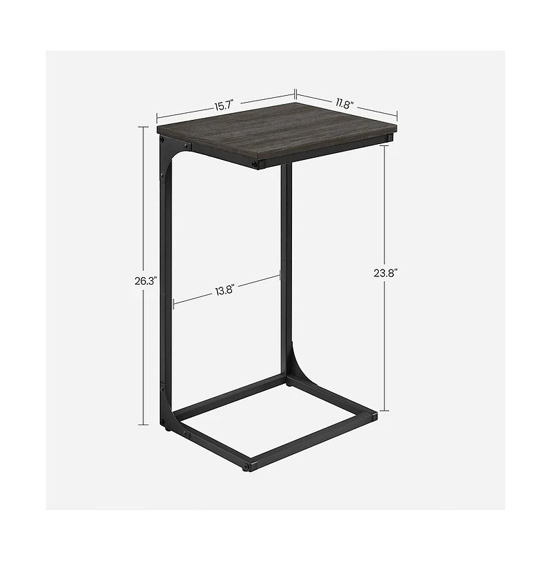 Industrial C-shaped Side Table With Metal Frame