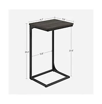 Industrial C-shaped Side Table With Metal Frame