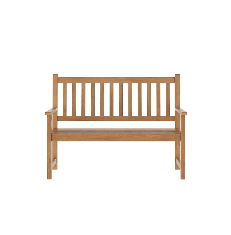 Andover Indoor/Outdoor Patio Bench/Dual-Person Loveseat With Slatted Acacia Wood Design For Use In Sunroom, Backyard, Porch, Or Garden