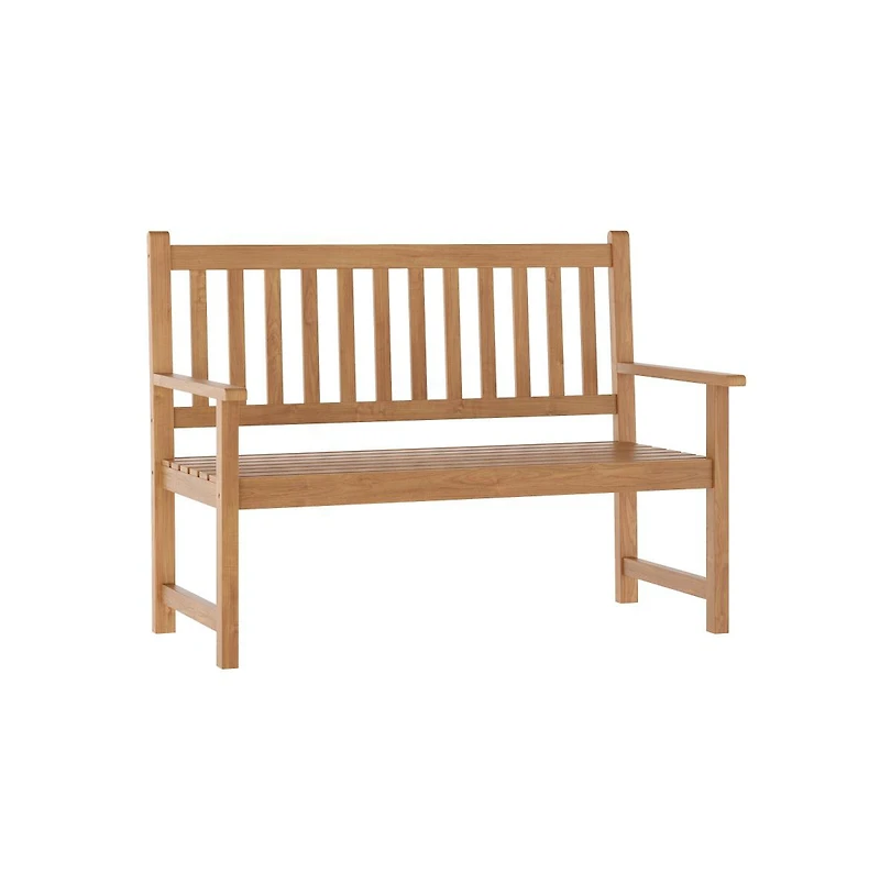 Andover Indoor/Outdoor Patio Bench/Dual-Person Loveseat With Slatted Acacia Wood Design For Use In Sunroom, Backyard, Porch, Or Garden