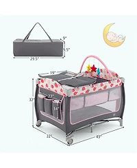 Costway Girls 3 in 1 Playard Portable Nursery Center w/ Zippered Door Mint