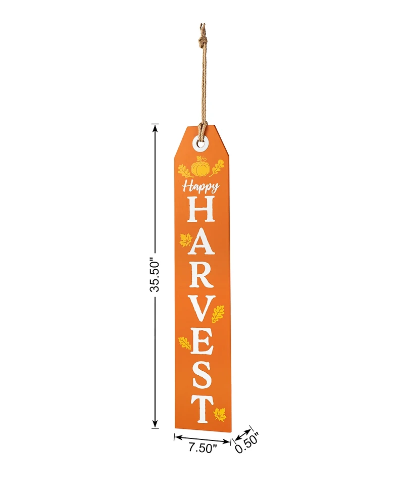 Glitzhome 35.5"H Fall and Halloween Wooden Reversible Tag Porch Sign