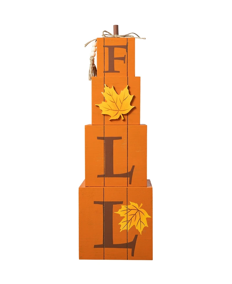 Glitzhome 25.5"H Halloween and Fall Wood Reversible Boxed Porch Decor