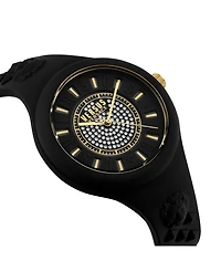 Versus Versace Women's Fire Island Crystal Quartz Black Silicone Strap 39mm