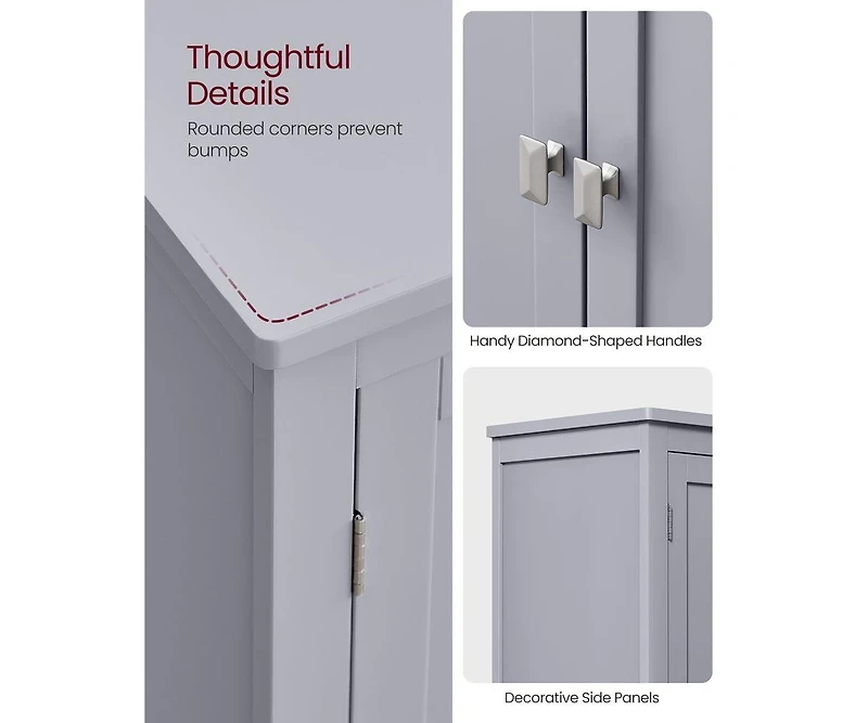 Bathroom Floor Cabinet with Adjustable Shelves for Towels and Toiletries