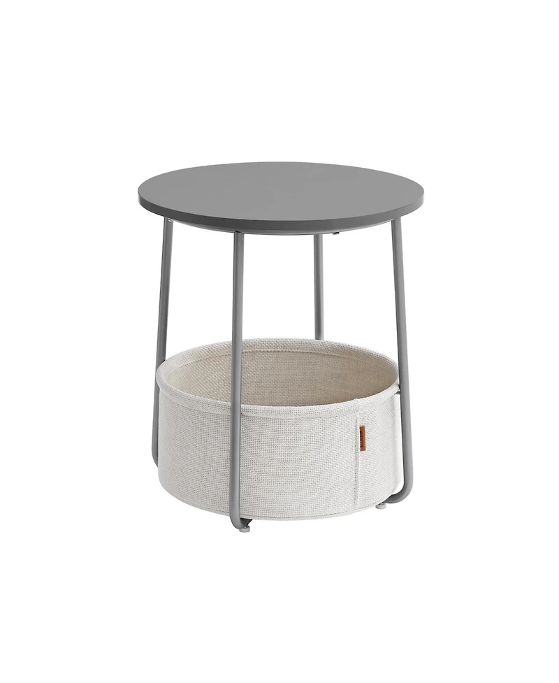 Slickblue Round Modern Nightstand with Fabric Basket