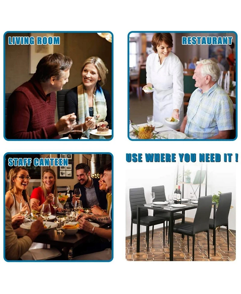 Sugift 5 Piece Dining Table Set for 4 Glass Dining Table and 4 Chairs Black