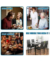 Sugift 5 Piece Dining Table Set for 4 Glass Dining Table and 4 Chairs Black