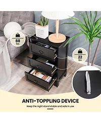 Inolait 3-Drawer End Storage Wood Side Nightstand