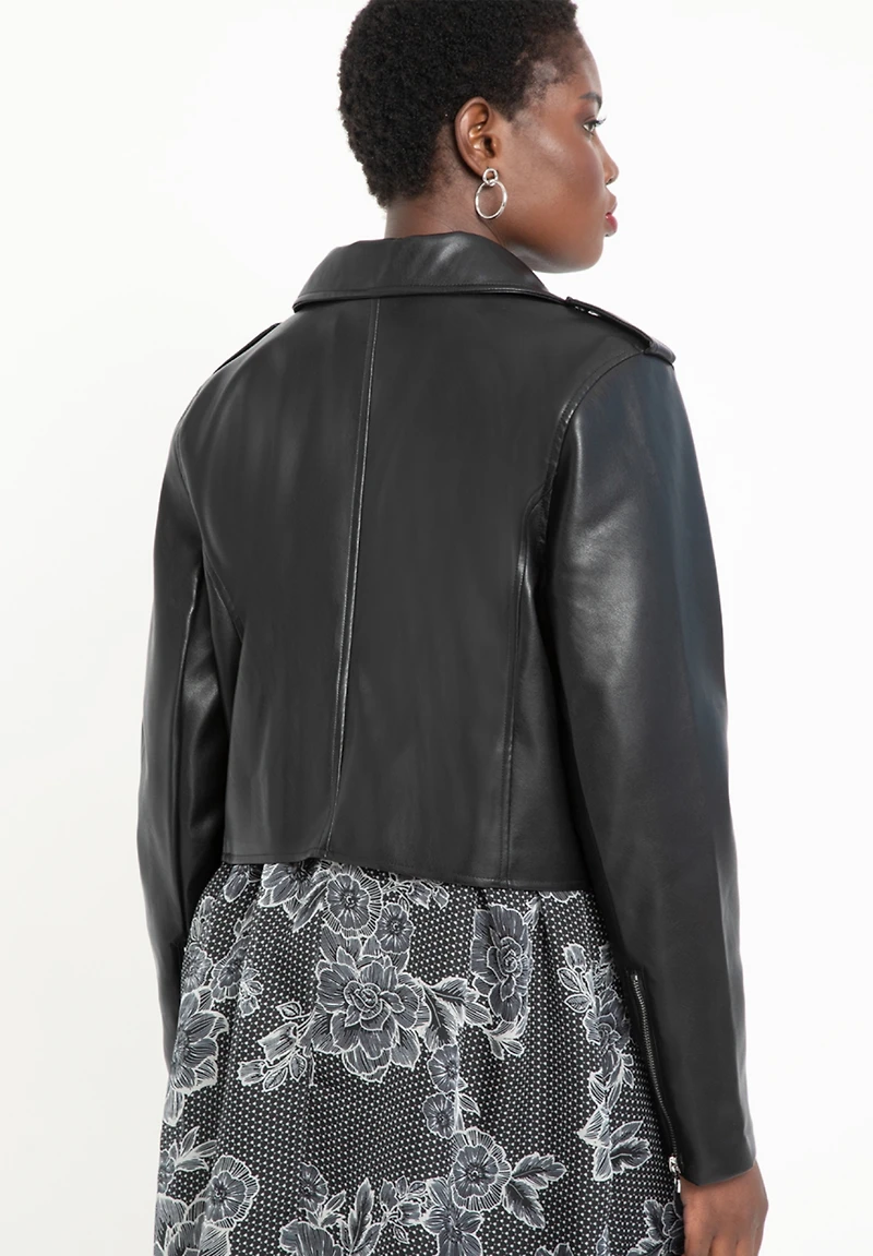 Eloquii Women's Faux Leather Moto Jacket