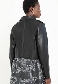 Eloquii Women's Faux Leather Moto Jacket