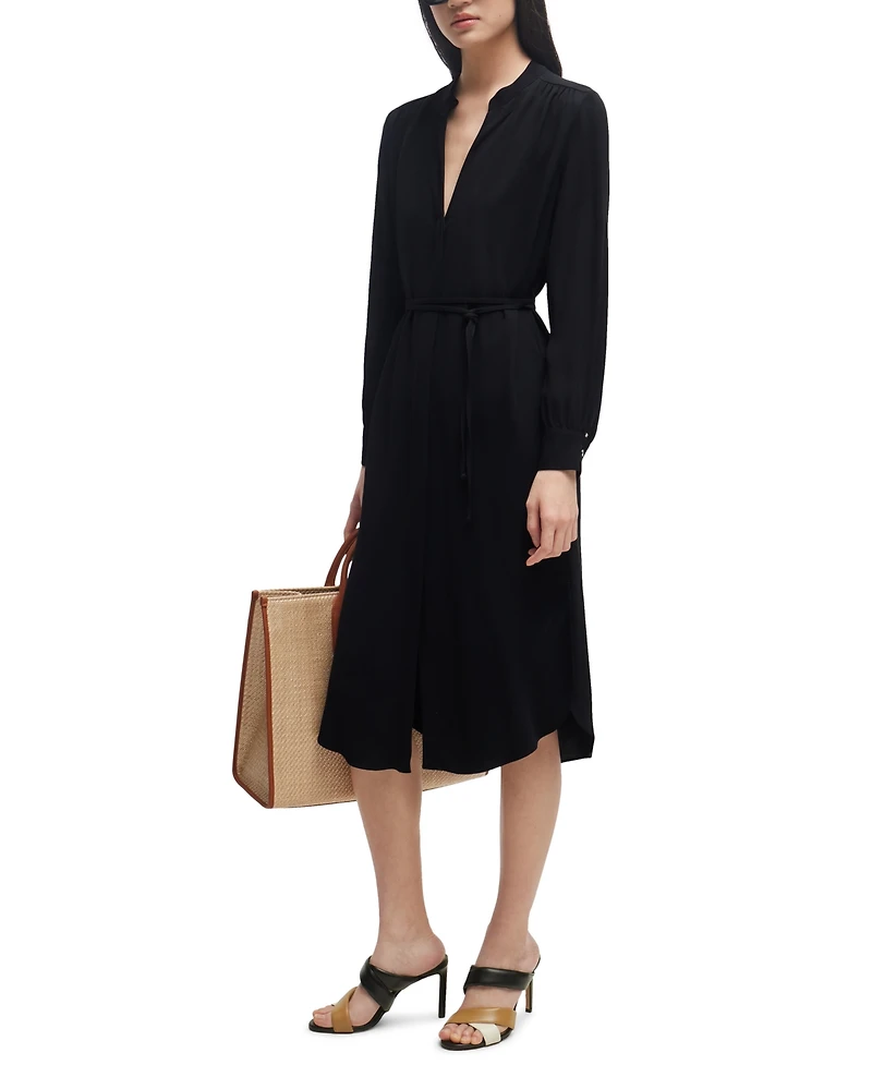 Boss by Hugo Women's Collarless V Neckline Belted Dress