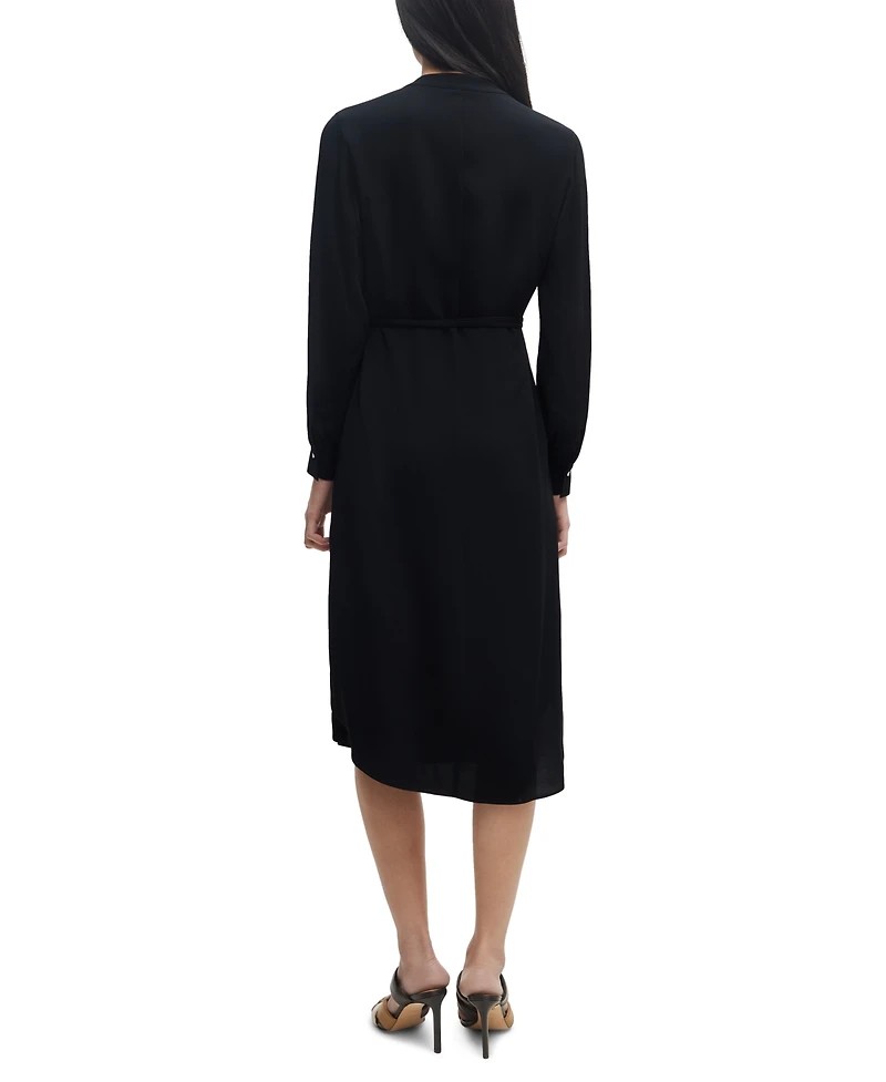 Boss by Hugo Women's Collarless V Neckline Belted Dress