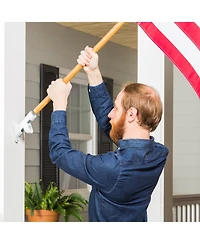 Evergreen Flag Two-Position Cast Iron White Flag Pole Bracket Flag Pole Hardware for The Home
