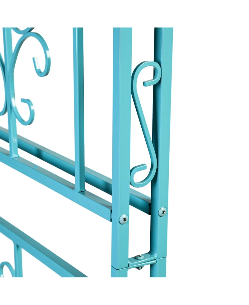 Evergreen Montebello Iron Garden Arbor, Coastal Blue- 53 x 84 x 23 Inches Fade and Weather Resistant Outdoor Decor