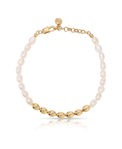Ettika Freshwater Pearl Polished Pebble Beaded Bracelet