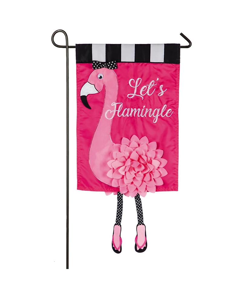 Evergreen Flag Let's Flamingle Garden Applique Flag