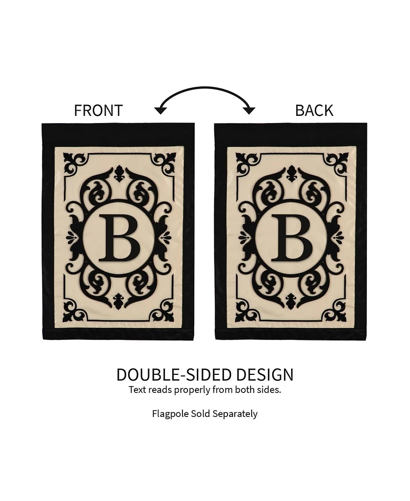 Evergreen Flag Cambridge Chic Letter B Monogram Applique Garden Flag - 12.5" Wide x 18" High