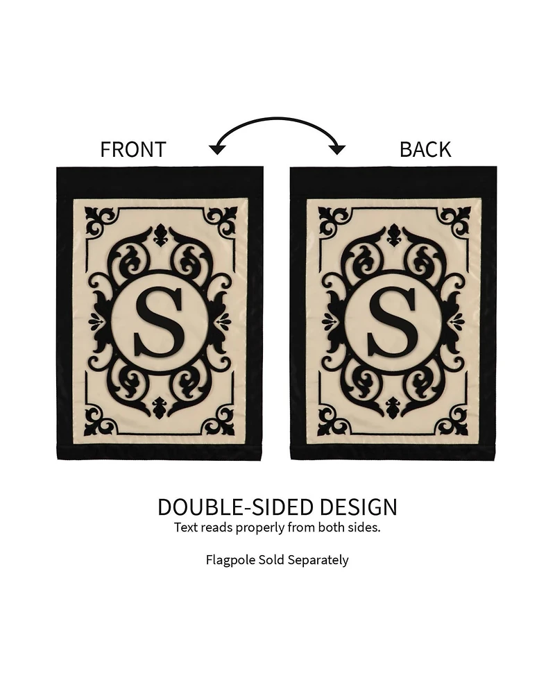 Evergreen Flag Cambridge Chic Letter S Monogram Applique Garden Flag - 12.5" Wide x 18" High