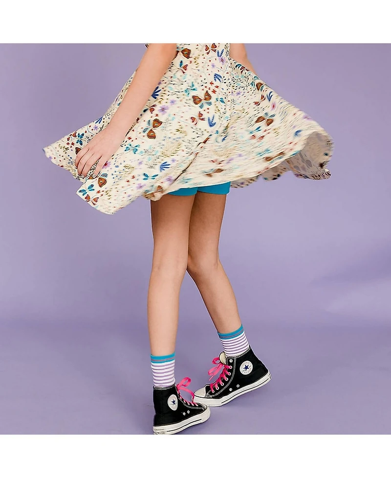 Mightly Toddler Girls Fair Trade Organic Cotton Print Sleeveless Twirl Dress