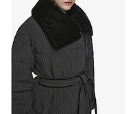 Andrew Marc Black Label Women's Krithia asymmetrical pinstripe wrap Coat