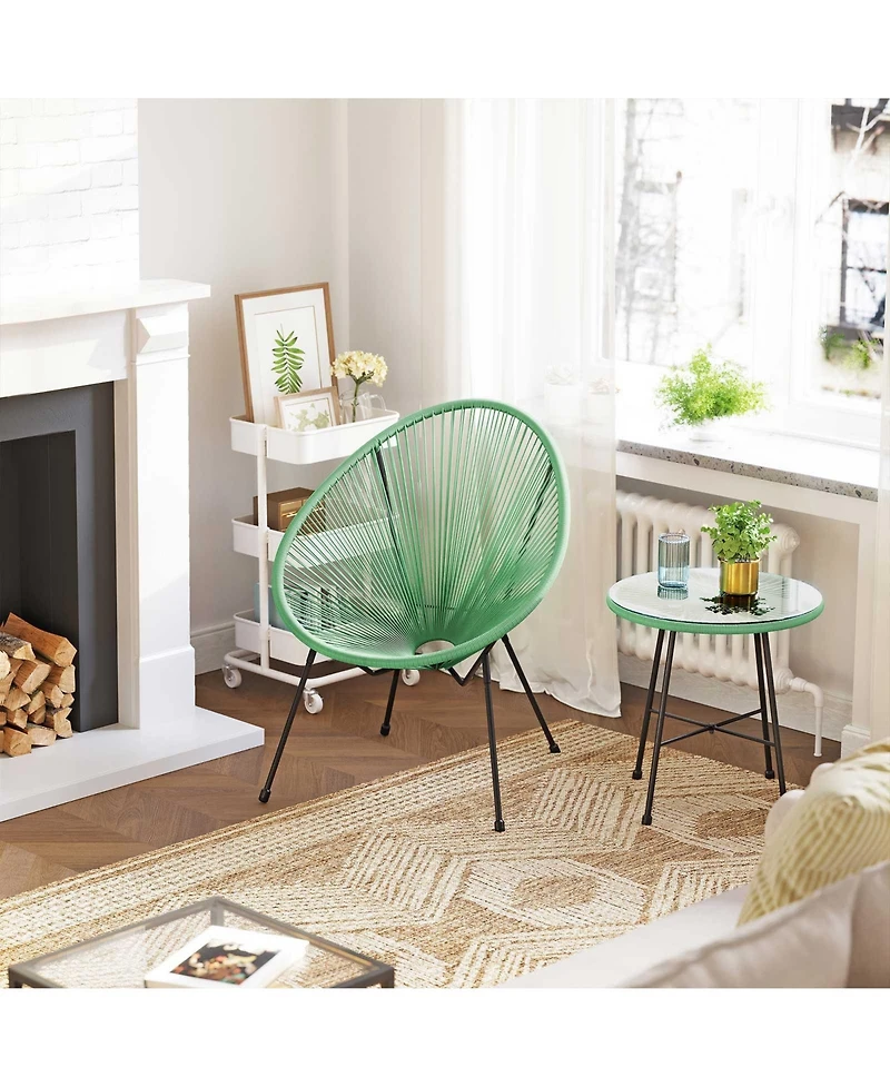 Slickblue 3-Piece Outdoor Seating Acapulco Chair, Modern Patio Furniture Set, Glass Top Table and 2 Chairs