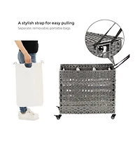 Slickblue Laundry Hamper With Wheels And 3 Removable Liner Bags