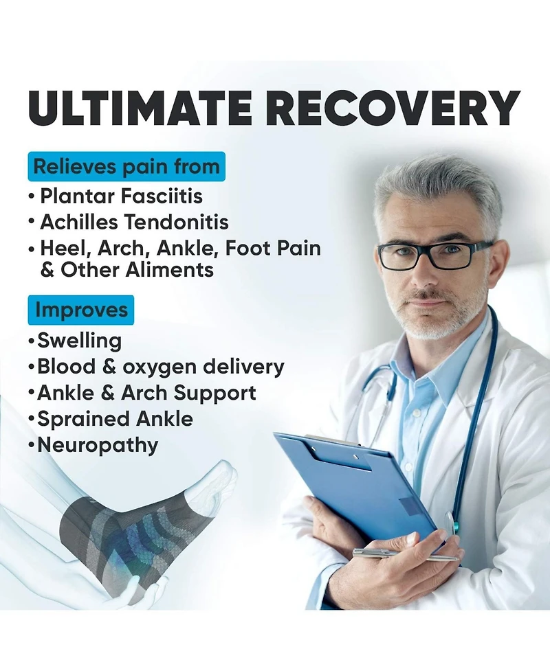 Powerlix - Orthopedic Feet Brace Women & Men: for Arthritis, Tendinitis