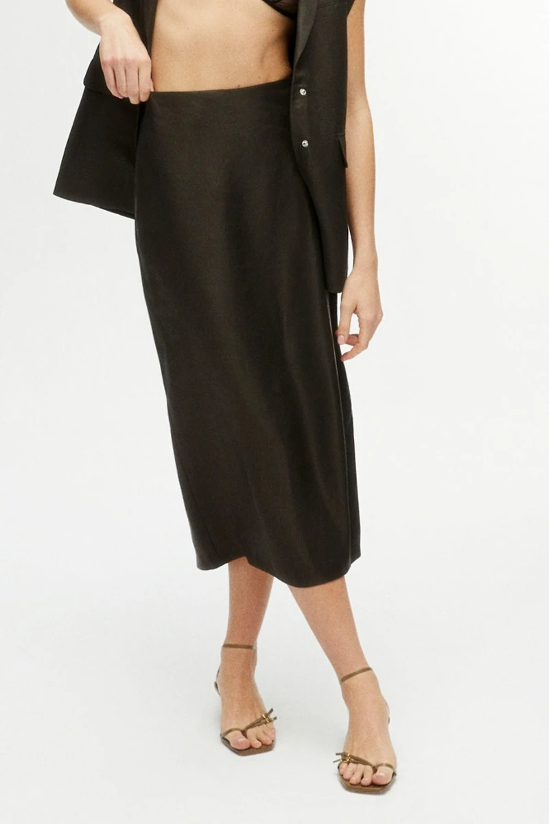 Nocturne Women's Midi Skirt with Back Slits